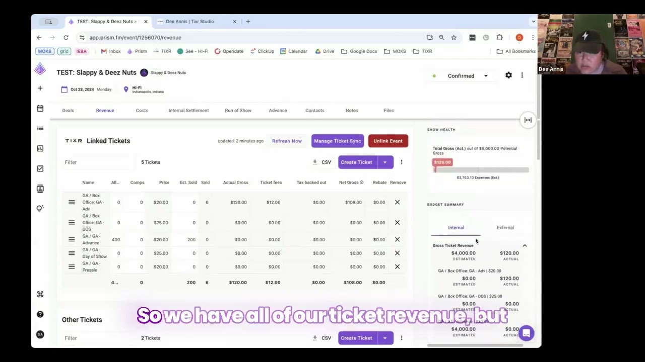 Dee from MOKB Demos the incredibly simple  process of linking Tixr ticket sales to Prism