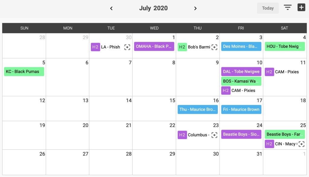 Prism - calendar for booking shows