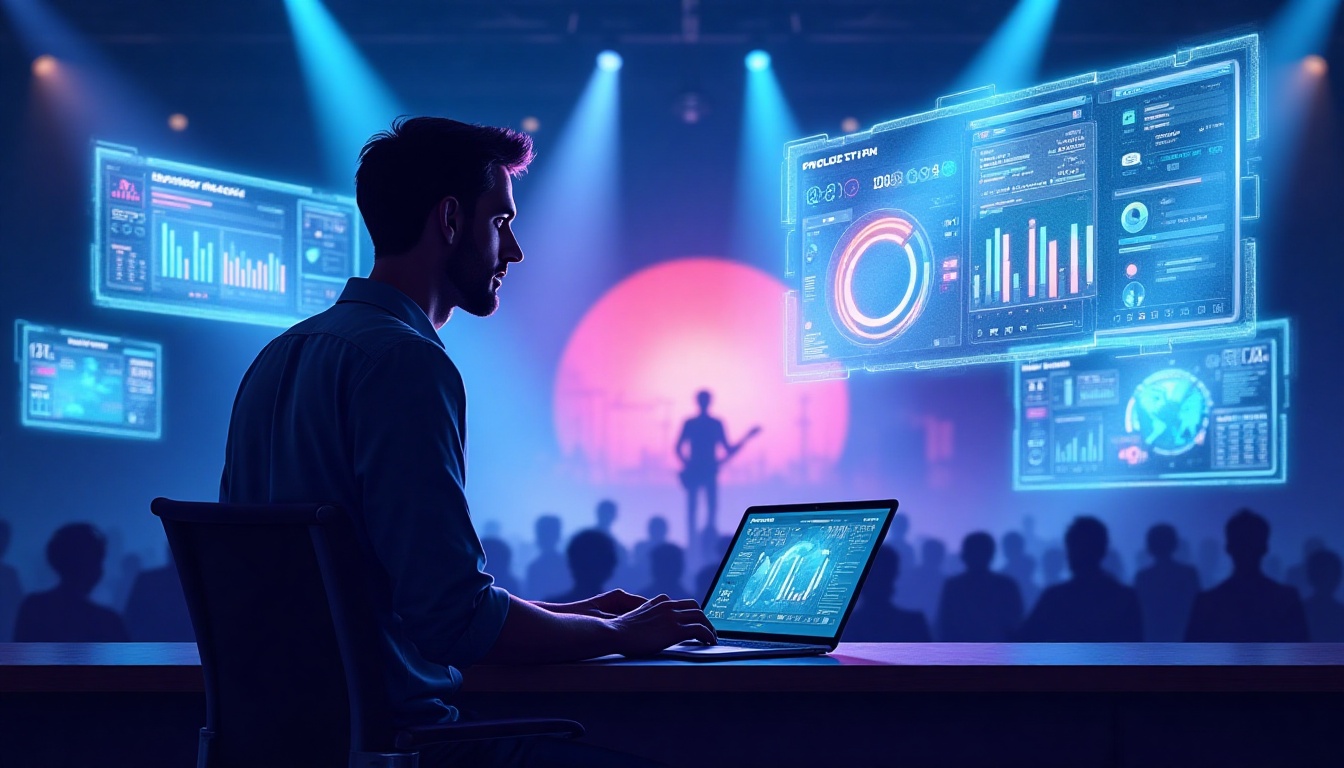 Real-Time Analytics Dashboard for Music Venue Management Software Music venue manager using integrated software dashboard for ticketing and operations management