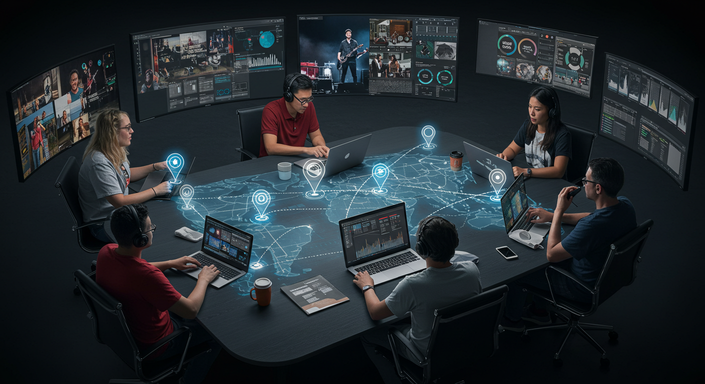 Real-Time Collaboration Across Teams Concert promoters and venue managers using connected software to collaborate remotely.
