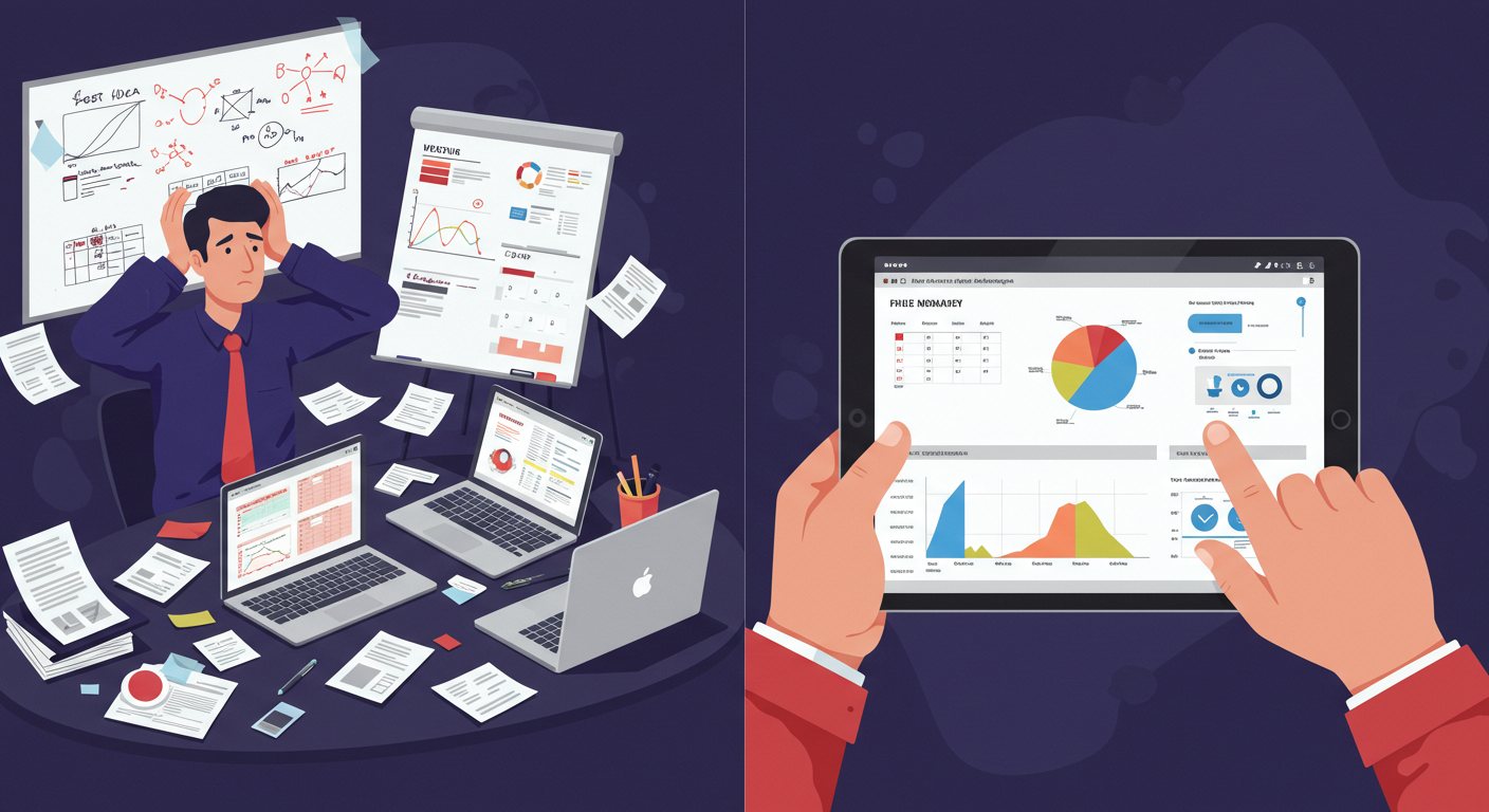 Outdated Management to Streamlined Accessibility Comparison of a venue manager using outdated systems versus all-in-one music venue management software.