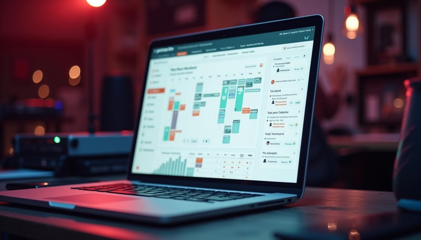 Key Features of Professional Talent Buying Software Systems Live music venue booking software dashboard showing calendar and management features