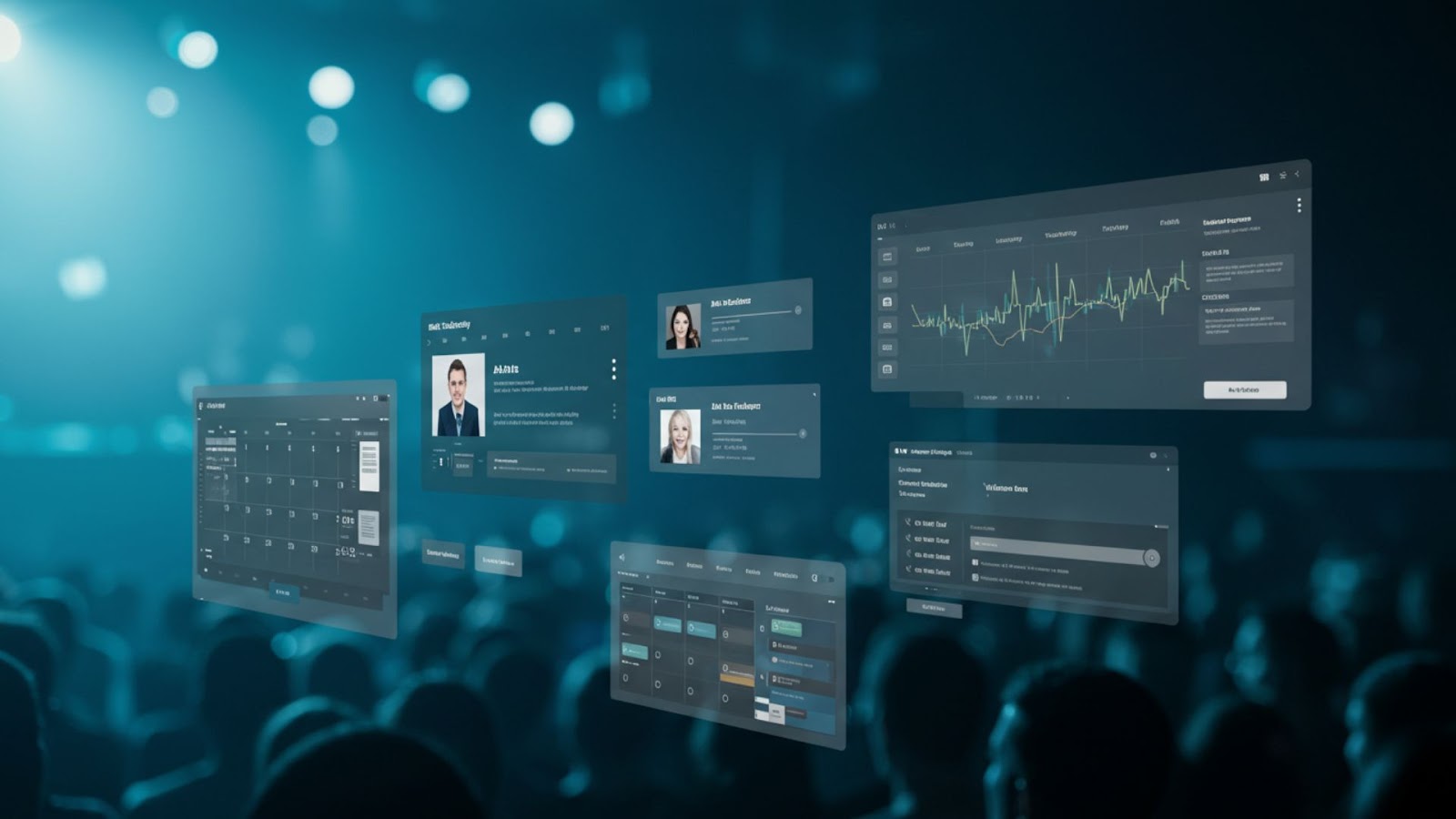 Professional event calendar software tools displaying scheduling and venue management features.