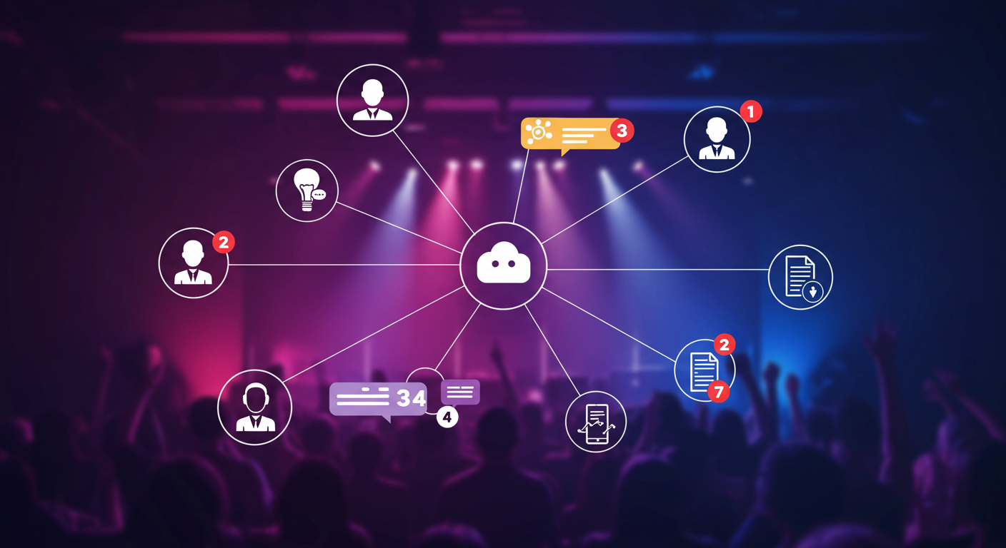 Live Venue Software Creates Seamless Stakeholder Communication Centralized communication hub connecting venue managers with artists, agents, promoters, and staff through live venue software.