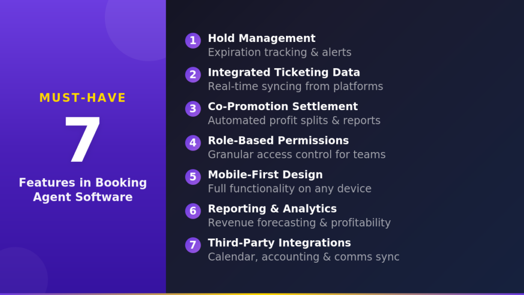 7 Must-Have Features in Music Booking Agent Software image - Prism.fm
